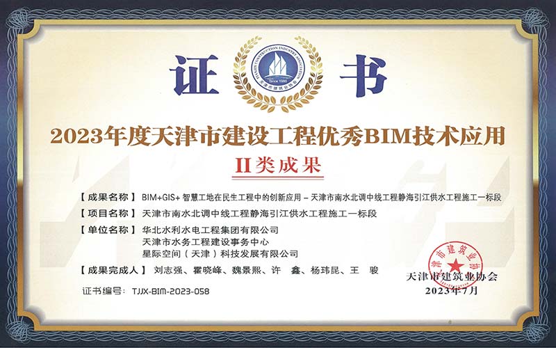 2023 Kết quả ứng dụng công nghệ BIM xuất sắc của Thiên Tân Loại II cho các dự án xây dựng